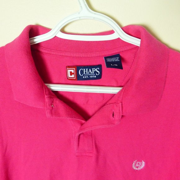 CHAPS PINK MEN'S SHORT SLEEVE POLO GOLF SHIRT - LG - Picture 14 of 14